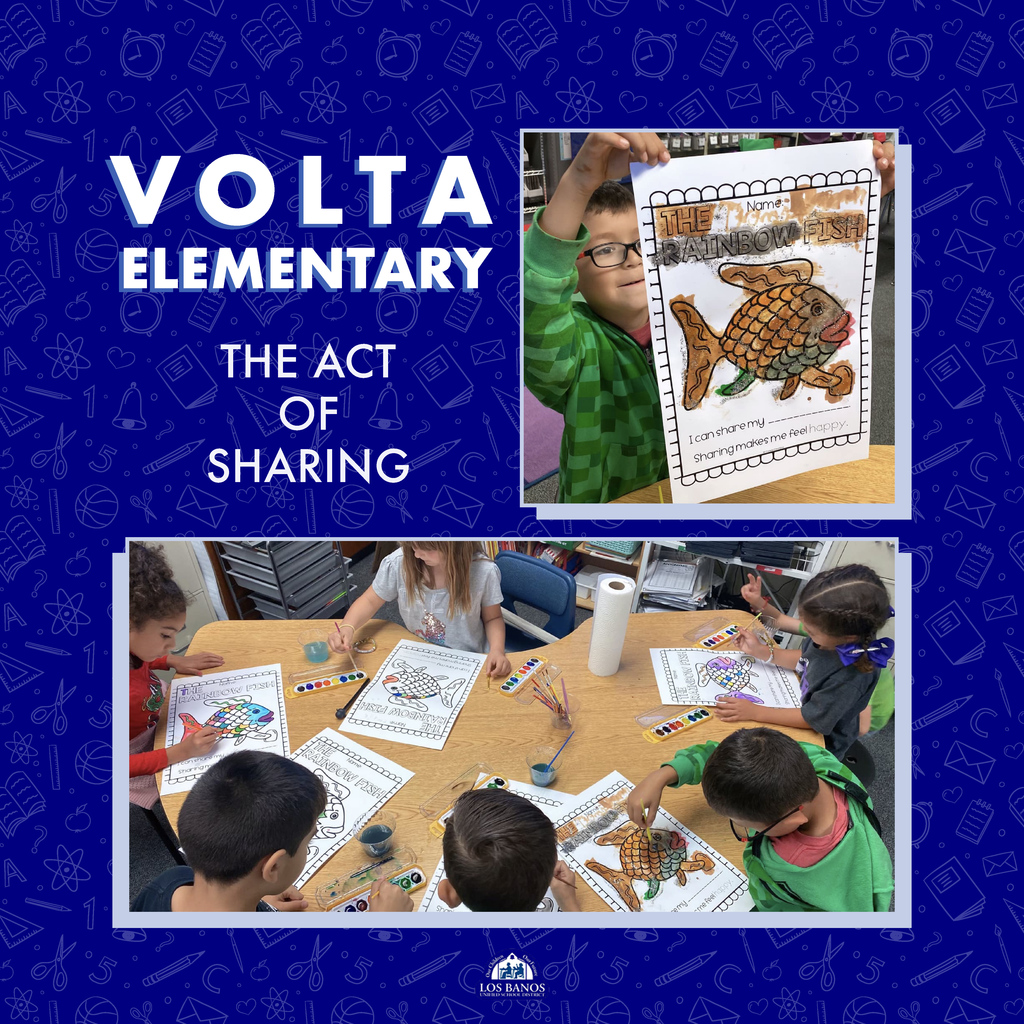 Volta Elementary School featured graphic design post of their students being taught the act of sharing.
