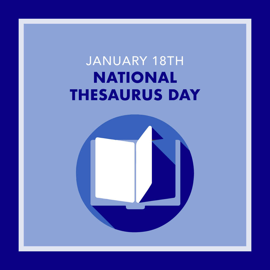 National Thesaurus Day graphic design post.