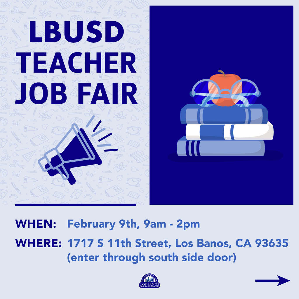 LBUSD Teacher Job Fair announcement graphic design post.